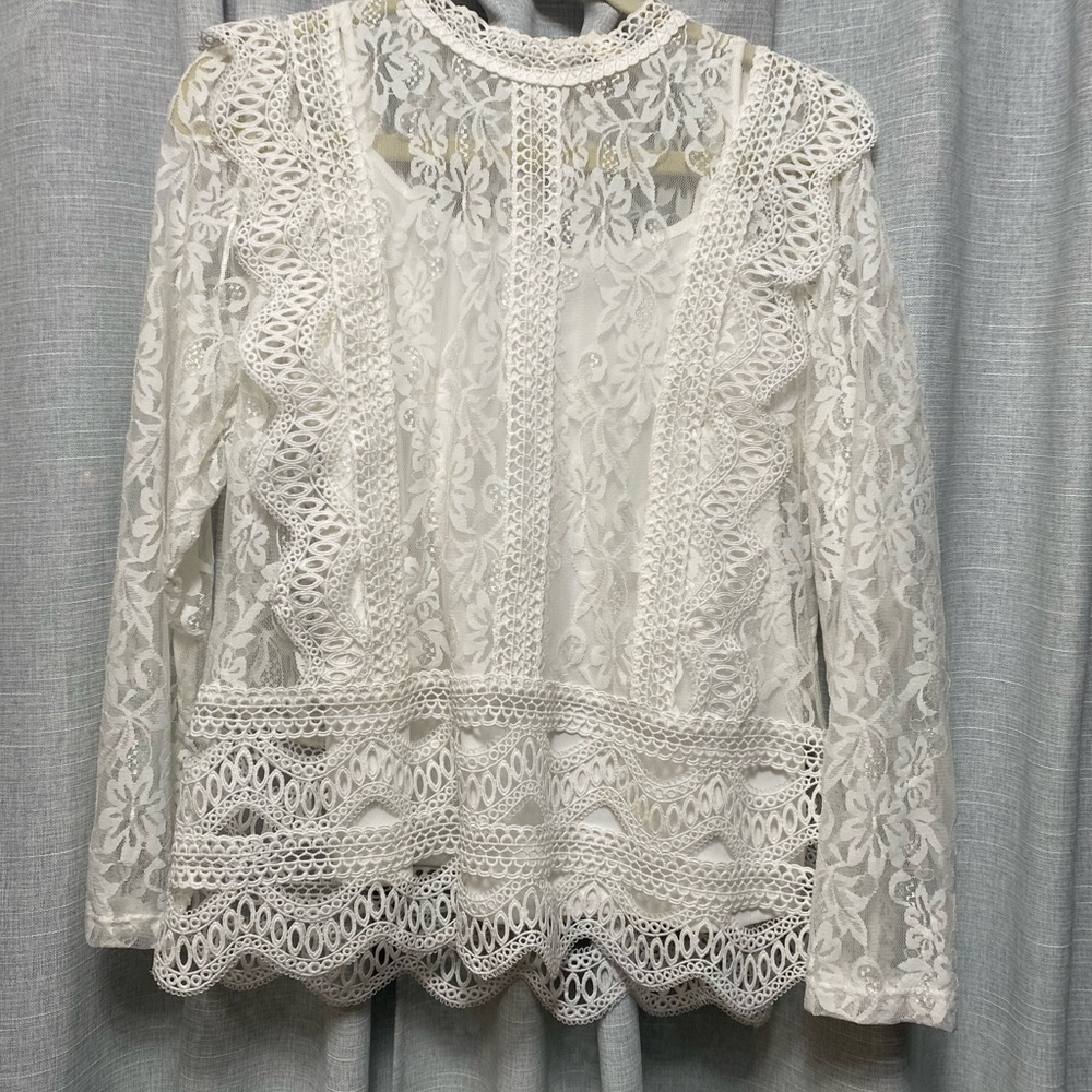 Lined White lace blouse- Adiva